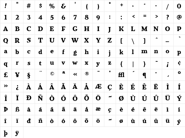 QK Roxy Regular  glyph index