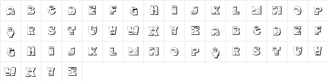 Bahanalia Regular  glyph index