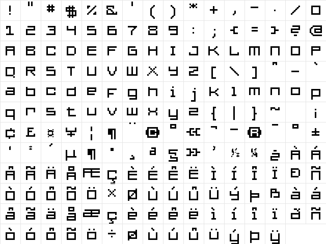 UF PT Ellus Hard Regular  glyph index