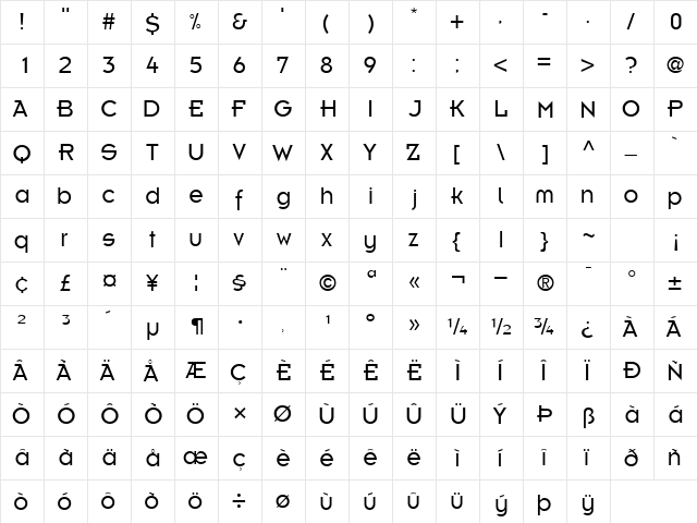 KernelLightAlternateSSK Regular  glyph index