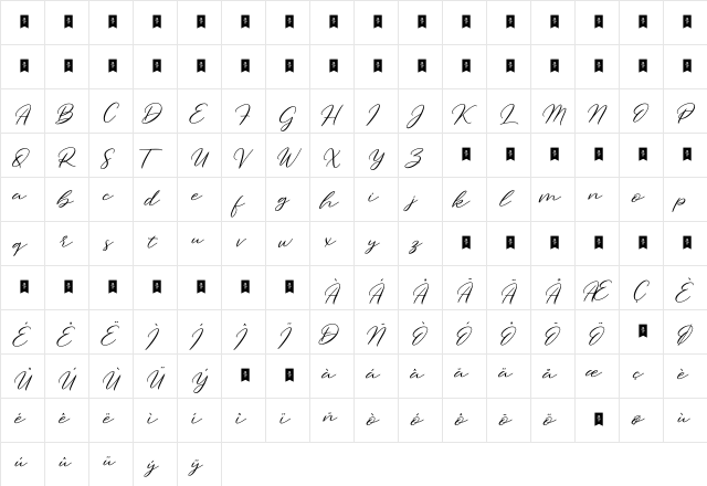 Olla Julietta Normal  glyph index