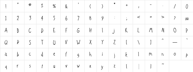 LD Creative Regular  glyph index