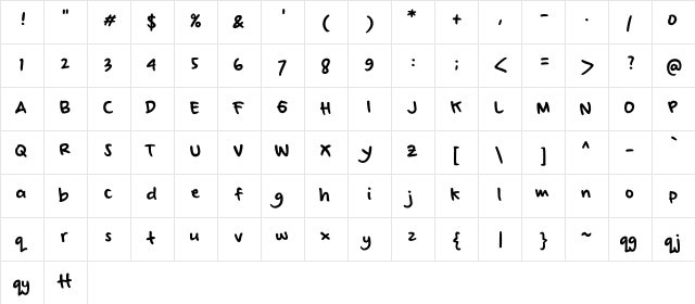 nenyns.marker.noncommercial bold  glyph index