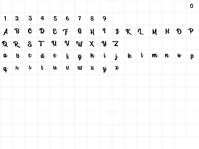 Asking Mind Regular  glyph index