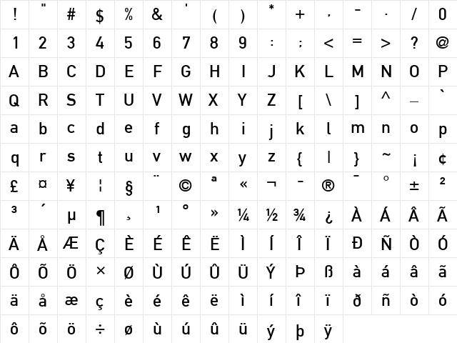 DINMittelschrift LT Alternate Regular  glyph index