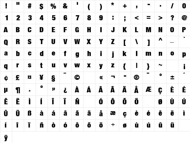 ContextRepriseUltraCondSSK Regular  glyph index