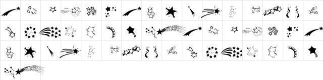 KR Starry Eyed Regular  glyph index