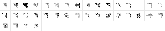 Ornamental Corners Regular  glyph index