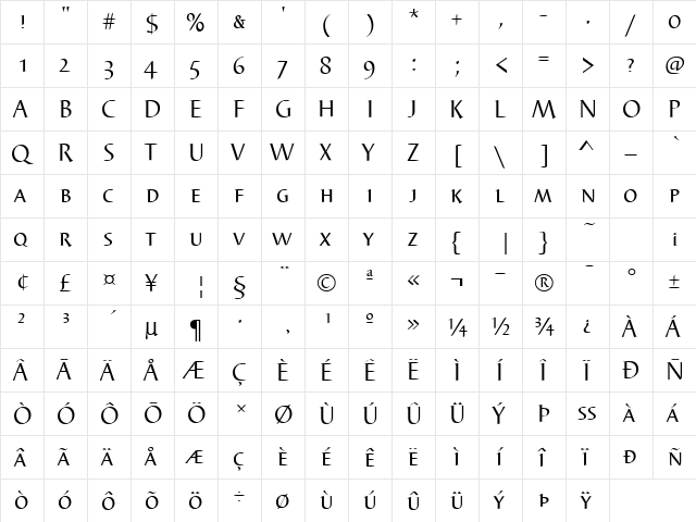 BarbedorSmc Regular  glyph index