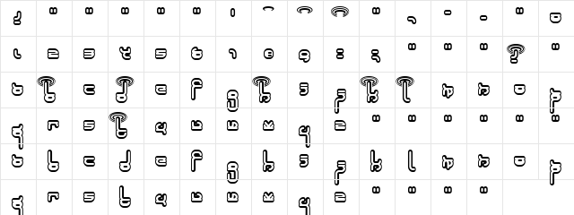 Robokid Regular  glyph index