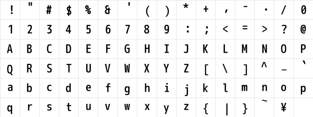 M+ 1m medium  glyph index