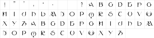 Key West Regular  glyph index