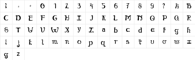 Eternal Regular  glyph index