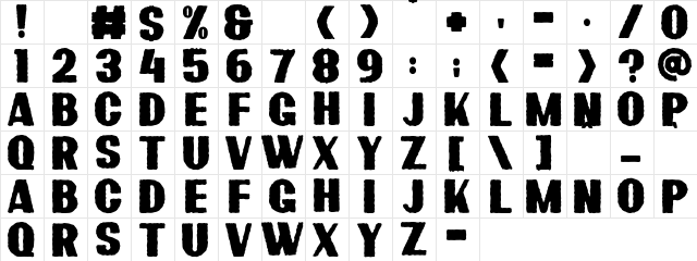 Bardon Rough Demo Rough  glyph index