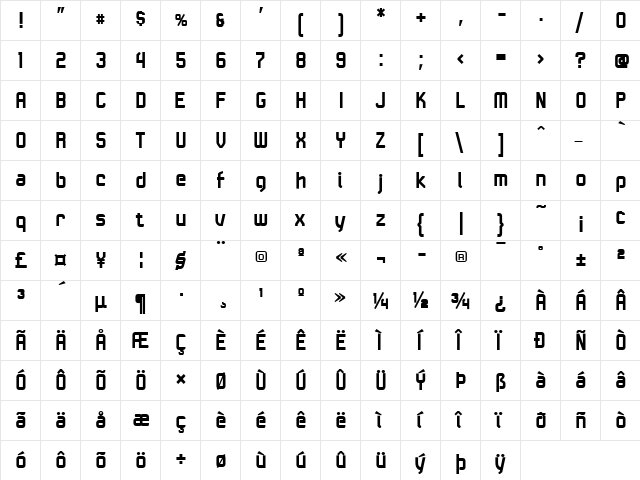 LinotypeKaliber Bold  glyph index