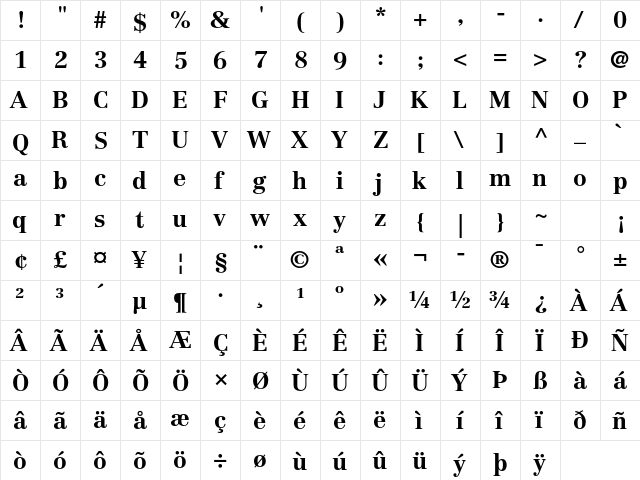 Centennial LT Std 75 Bold  glyph index