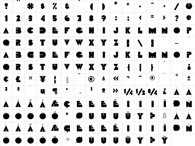 Fatso Normal  glyph index