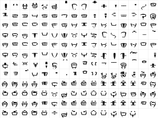 Black Audio Regular  glyph index