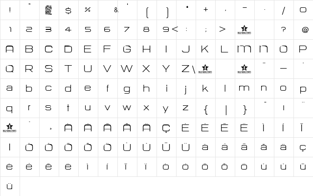 HURTMOLD_ Regular  glyph index