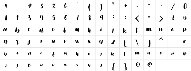 emisha Regular  glyph index
