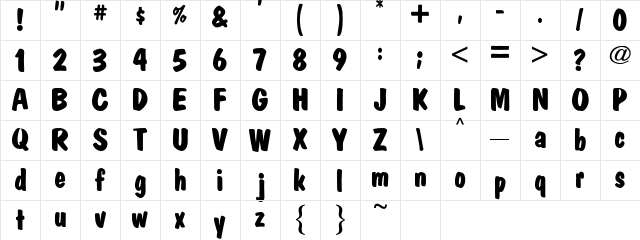 Market Bold Plain  glyph index