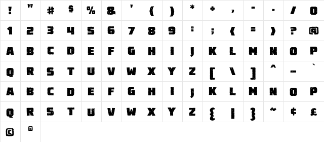 Destroy Earth Rough BB Regular  glyph index
