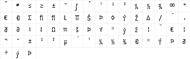 Offline-RegularExpert Medium  glyph index