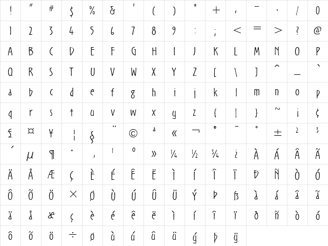 Noovo ITC Light  glyph index