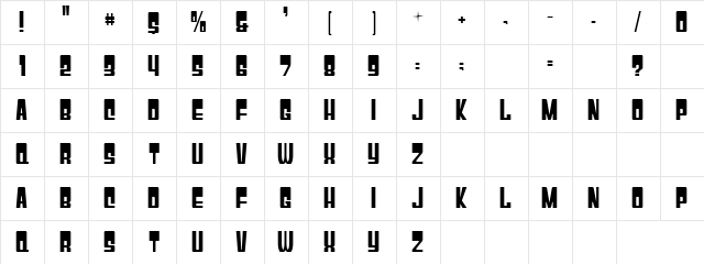 Gravel Regular  glyph index