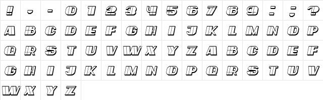 Large Italic  glyph index
