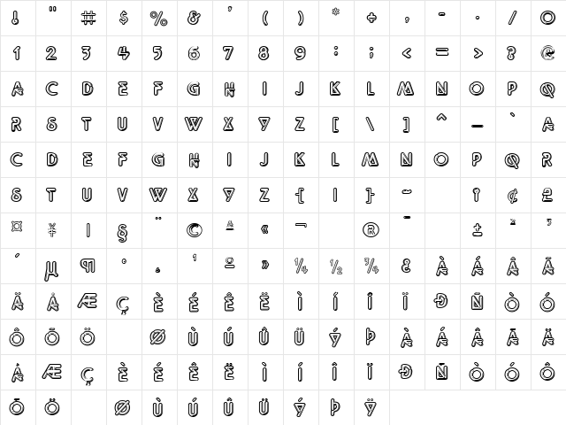 Little Guitars 1 Regular  glyph index