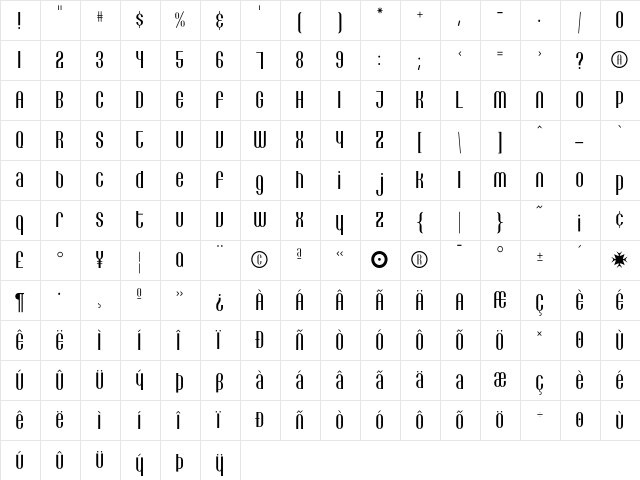 Lithia Light  glyph index