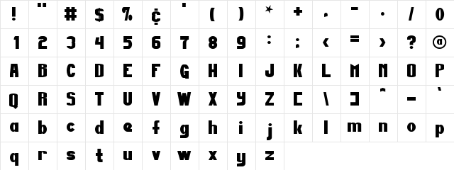 Pristo Butter Regular  glyph index