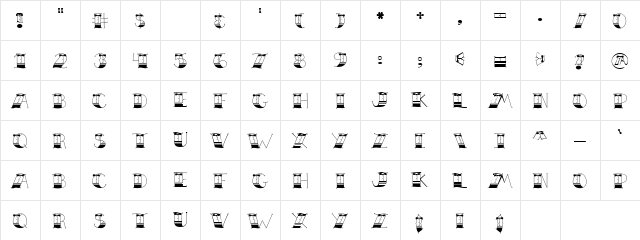 LD Tuxedo Regular  glyph index