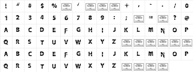 Knife Fight Ballet Regular  glyph index