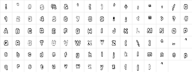 Blister Regular  glyph index