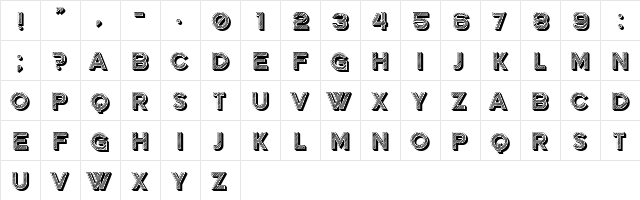 Rainbow Regular  glyph index