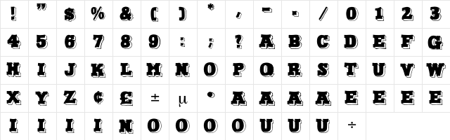 Bakery Regular  glyph index