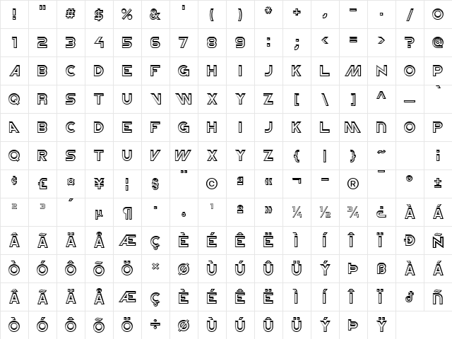 Newtron ICG Regular  glyph index