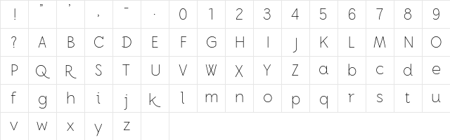 JonahAFYL Light Regular  glyph index