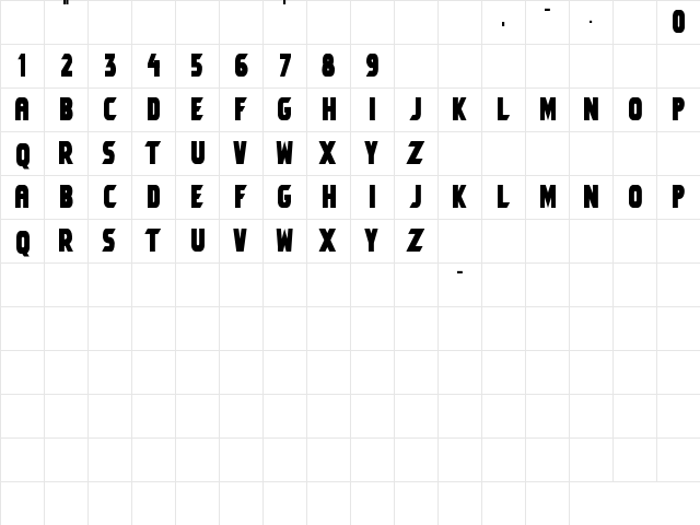 Umbro Solid Regular  glyph index