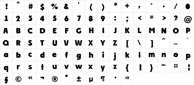 a_PlakatCmplRr&Bt ExtraBold  glyph index
