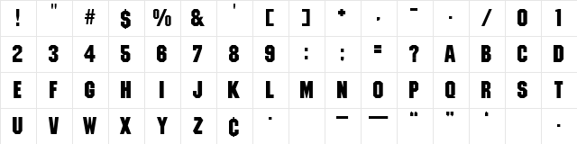 MachineBlock Regular  glyph index