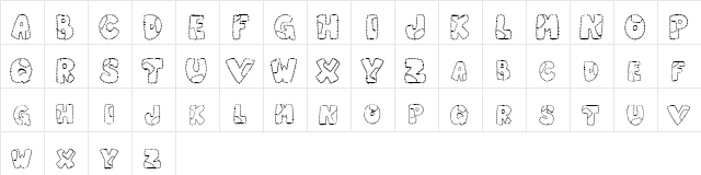 Patchwork Letter Regular  glyph index