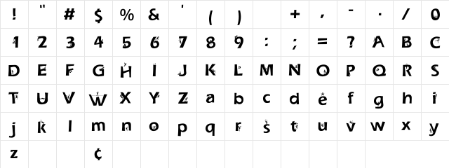 Dwellers Nice  glyph index