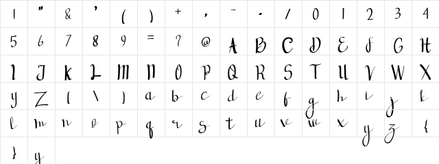 deep forest Regular  glyph index