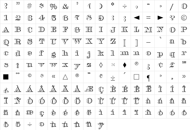 CgBarclayOutline Medium  glyph index