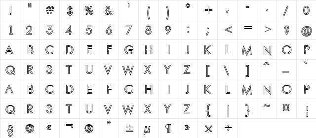 a_FuturaOrtoTitulInln Regular  glyph index
