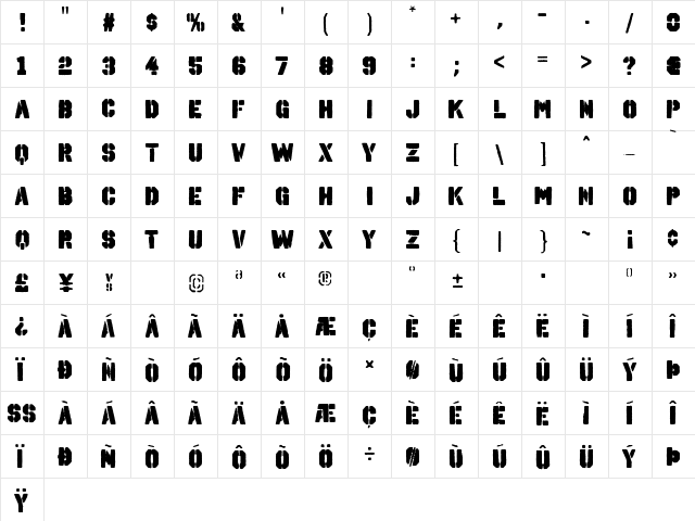 Octin Spraypaint A Black  glyph index