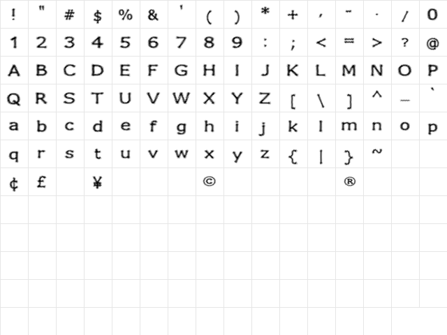 Fuzzy Xmas Regular  glyph index
